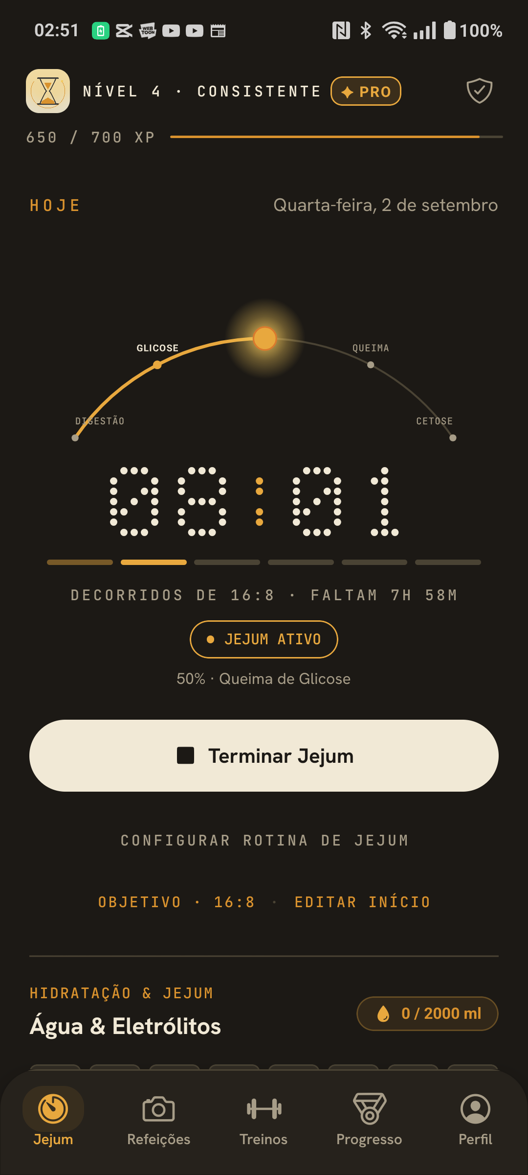 Temporizador de jejum 16:8