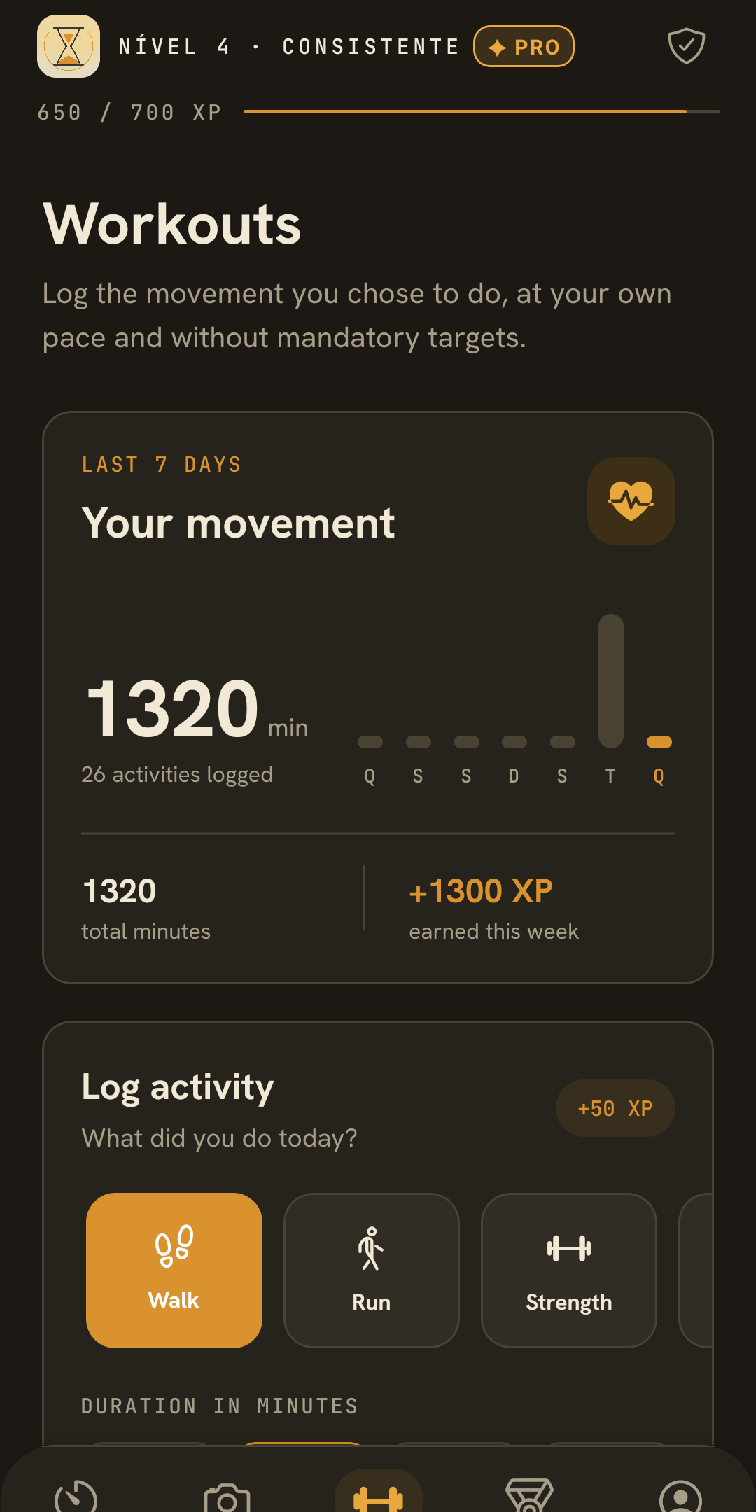 Workouts and movement
