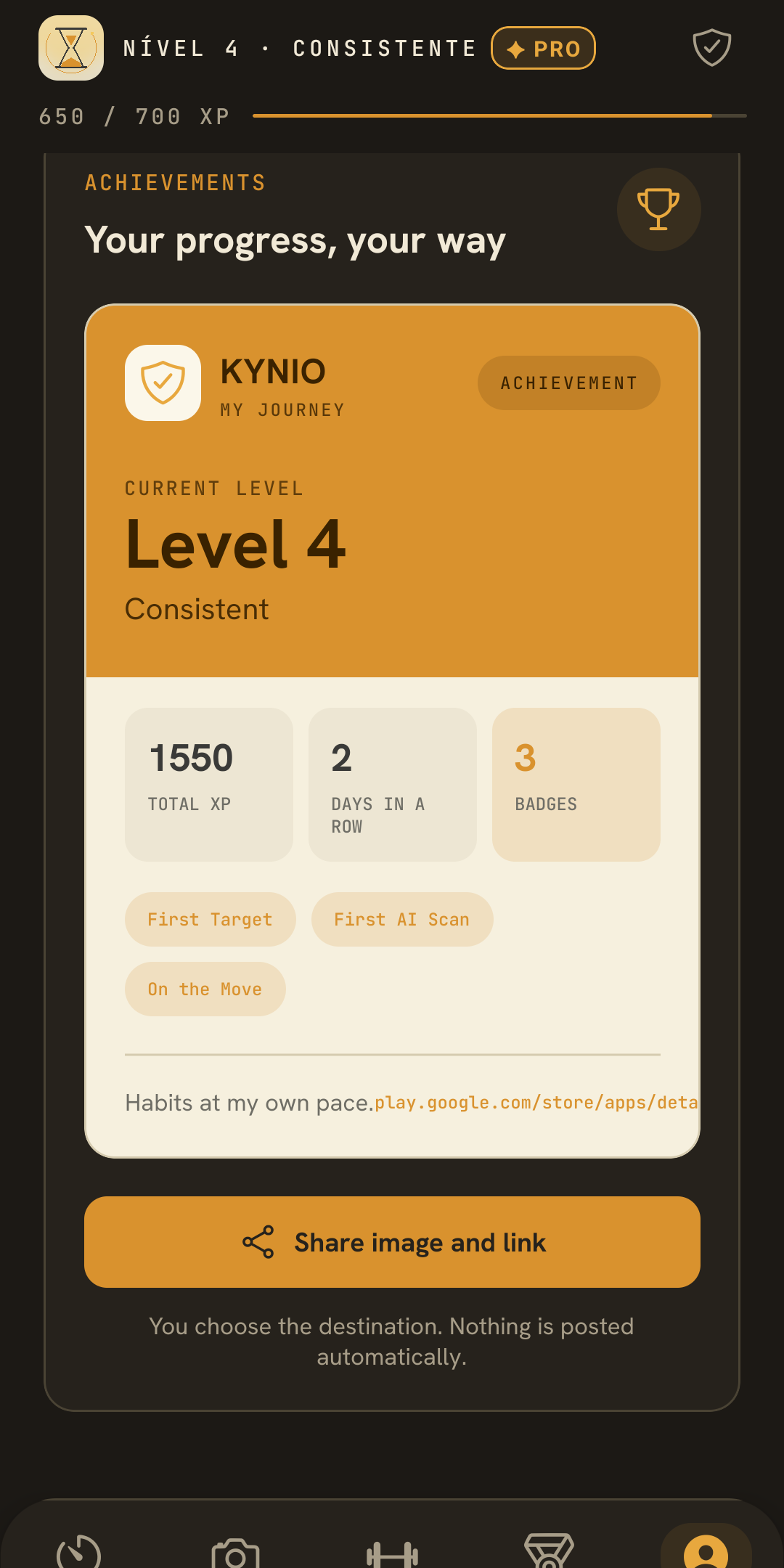 Achievements and sharing